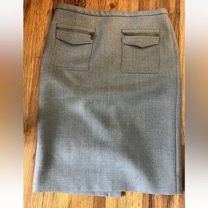 J. Crew Pencil Skirt Women 6 Gray Wool Military Preppy Lined Back zip